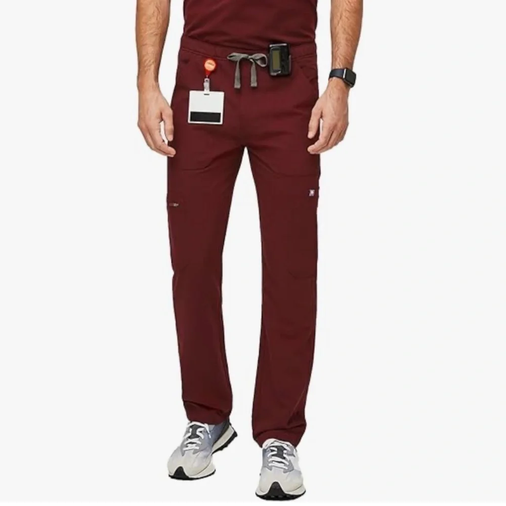 FIGS Mens Cairo cargo straight leg scrub pant burgundy red size XL tall